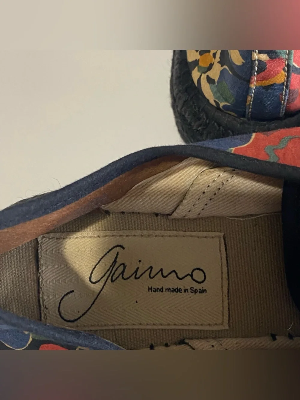 Gianno Espadrilles Black Multi Floral Print Canvas Round Toe Lace Up EU38/US7.5